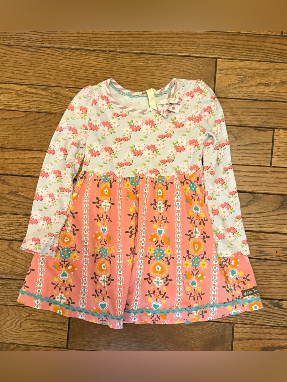 Matilda Jane Coral Floral Mix Long-Sleeve Twirl Dress